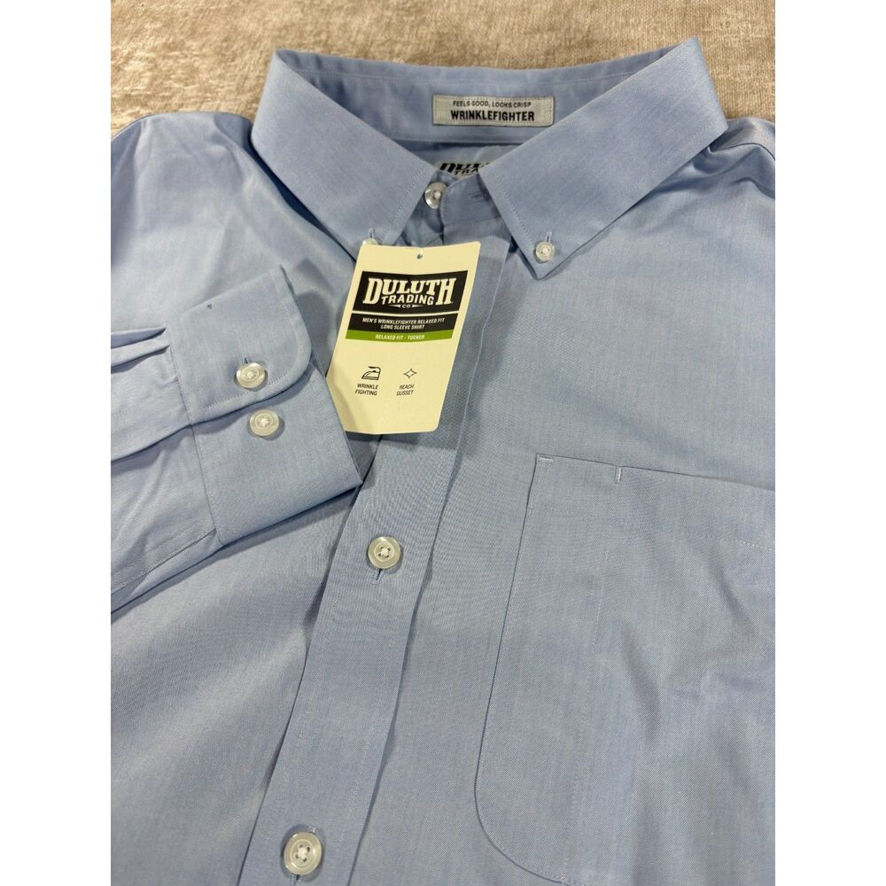 NWT Duluth Trading Co. Blue Button Down Dress Shirt - Large